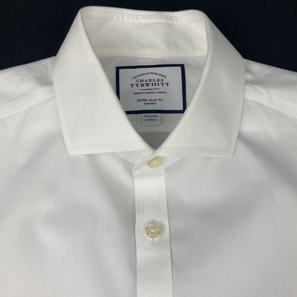 Charles Tyrwhitt Dress Shirt Mens 15.5-34 White Extra Slim Fit Non Iron - Picture 2 of 7